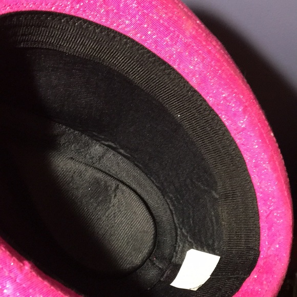 Sweet pink sparkle trilby hat short brim festive cap black cloth headband small - Picture 10 of 11